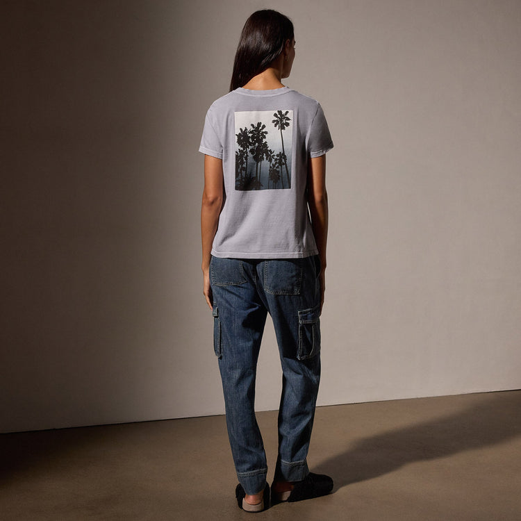Palm Tree Graphic Tee in Breeze Pigment/Grey | James Perse Los Angeles