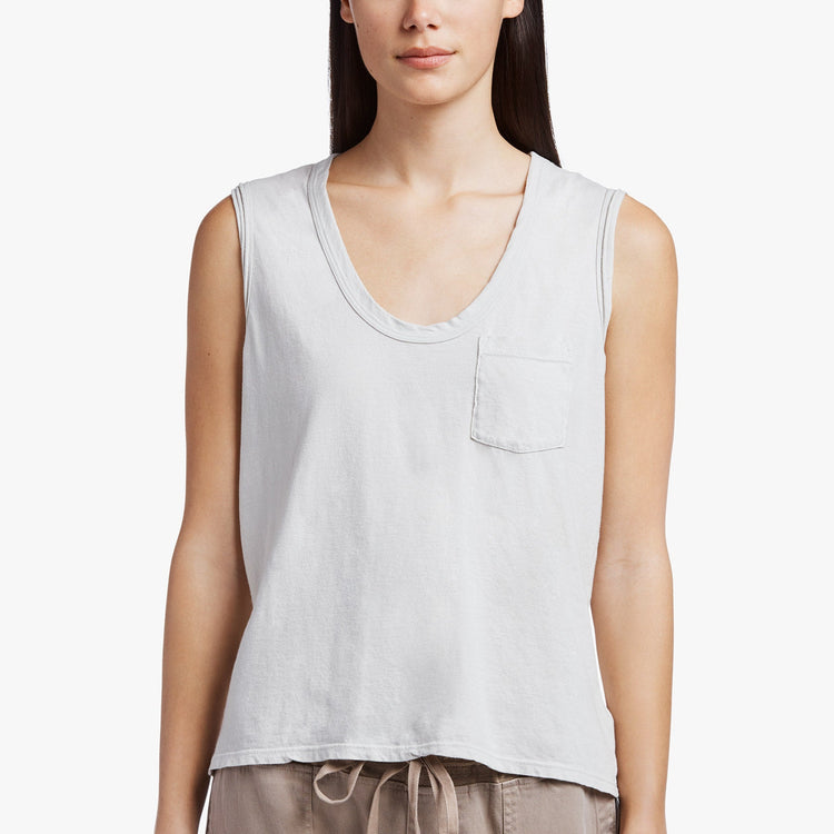 Embroidered Lotus Vintage Tank In Silver/White | James Perse Los Angeles