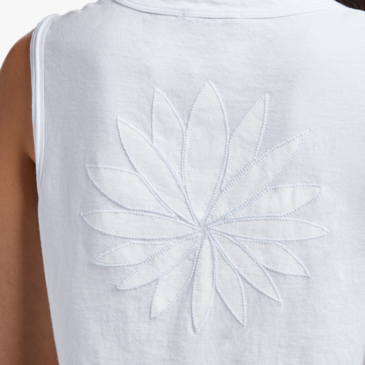 Embroidered Lotus Vintage Tank In White/White | James Perse Los Angeles