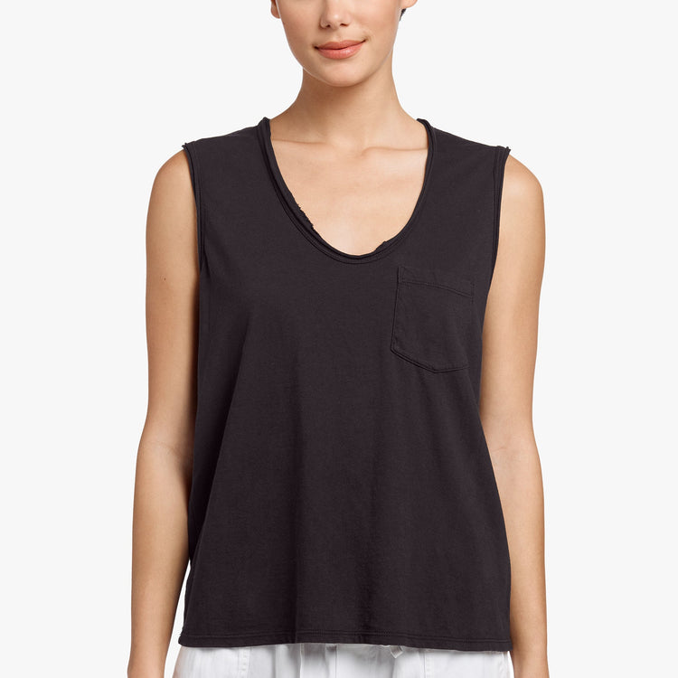 Vintage Pocket Tank In Carbon Pigment | James Perse Los Angeles