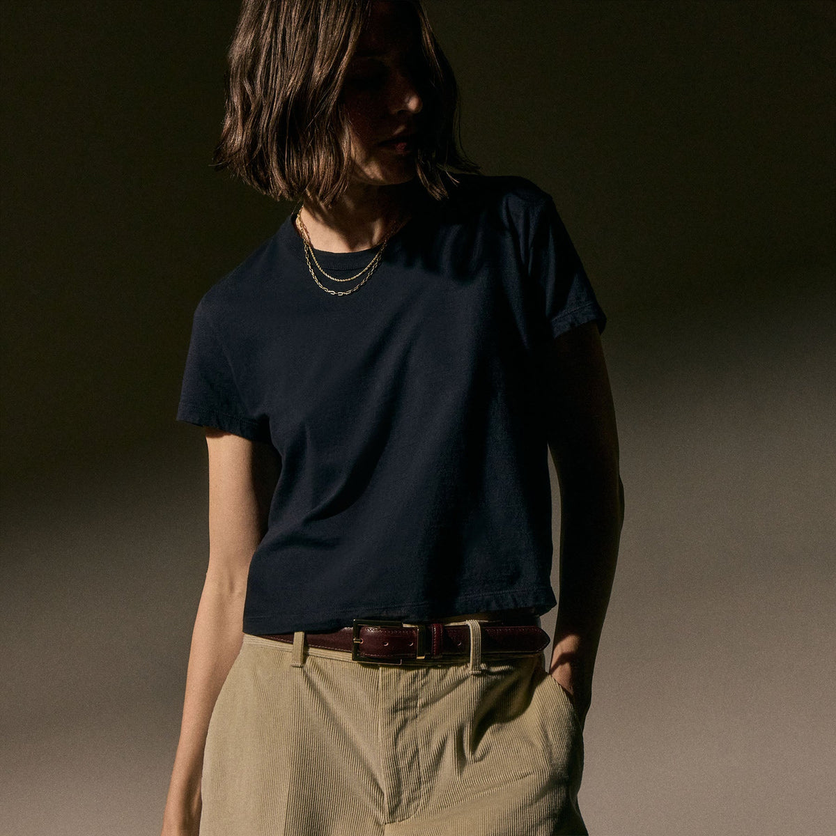 Shrunken Crew Neck Tee in Deep Pigment | James Perse Los Angeles