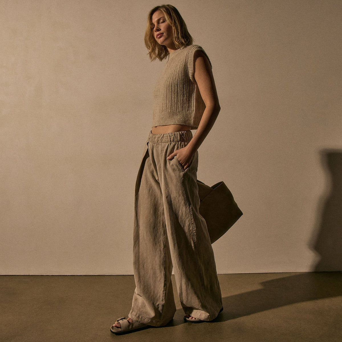 Lyocell Blend Elevated Trouser in Grout Pigment | James Perse Los Angeles