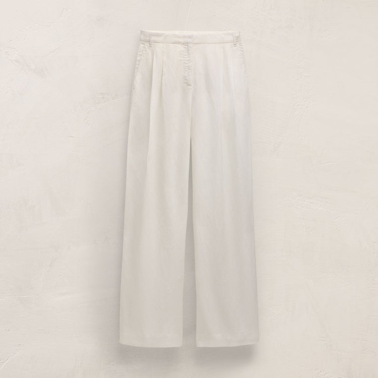 Twill Pleated Trouser In Off White | James Perse Los Angeles