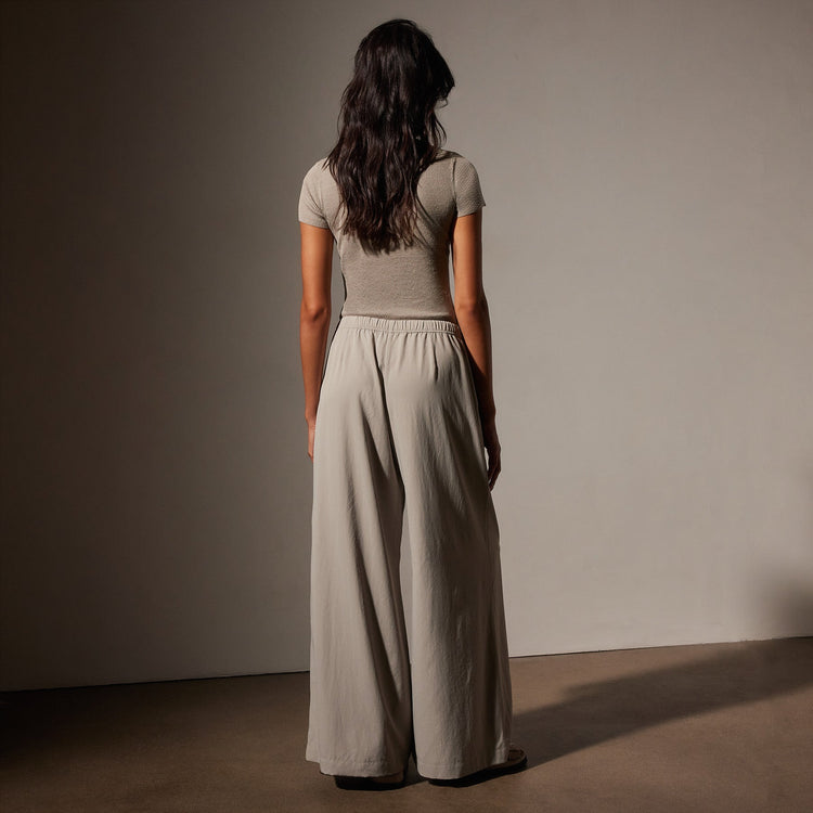 Lightweight Matte Satin Wide Leg Pant in Mineral | James Perse Los Angeles