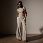 Lightweight Matte Satin Wide Leg Pant in Mineral | James Perse Los Angeles