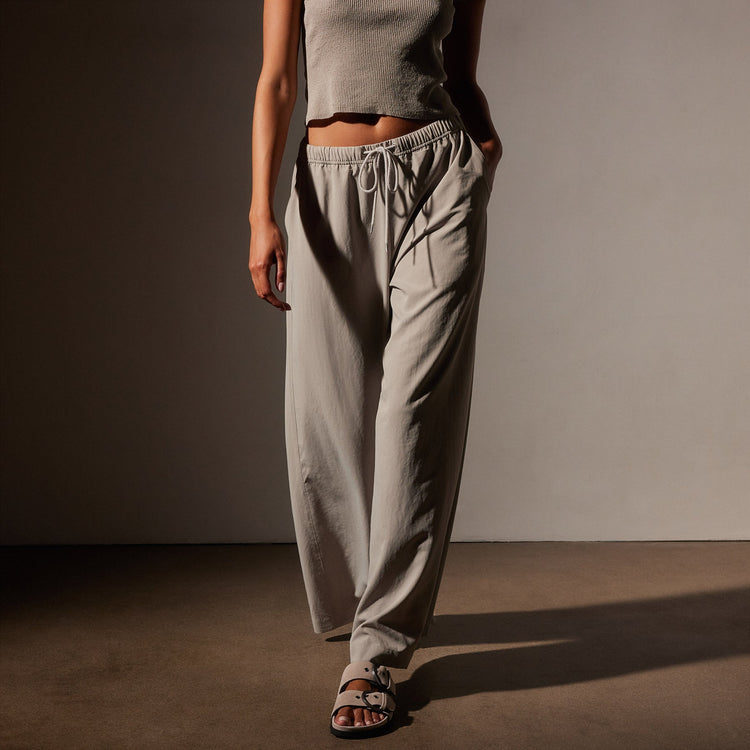 Lightweight Matte Satin Wide Leg Pant in Mineral | James Perse Los Angeles
