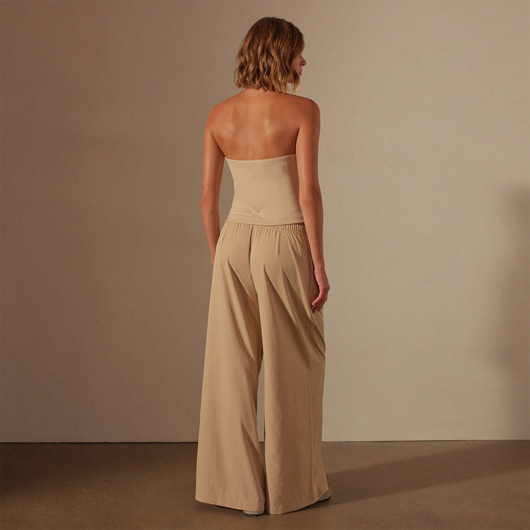 Lightweight Matte Satin Wide Leg Pant in Sand Dune | James Perse Los Angeles