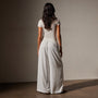 Lightweight Matte Satin Wide Leg Pant in White | James Perse Los Angeles