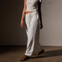 Lightweight Matte Satin Wide Leg Pant in White | James Perse Los Angeles