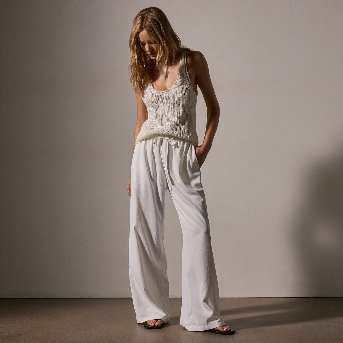 Matte Polyester Paper Bag Pant in White | James Perse Los Angeles