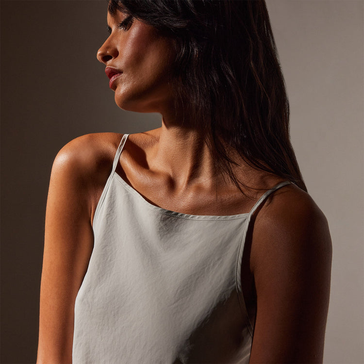 Lightwieght Matte Sateen Cami in  Frost | James Perse in Los Angeles