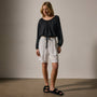 Matte Poly Gathered Blouse in Black | James Perse Los Angeles