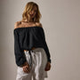 Matte Poly Gathered Blouse in Black | James Perse Los Angeles