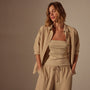 Lightweight Matte Satin Fluid Shirt in Sand Dune | James Perse Los Angeles