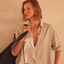 Lightweight Matte Satin Fluid Shirt in Salt | James Perse Los Angeles