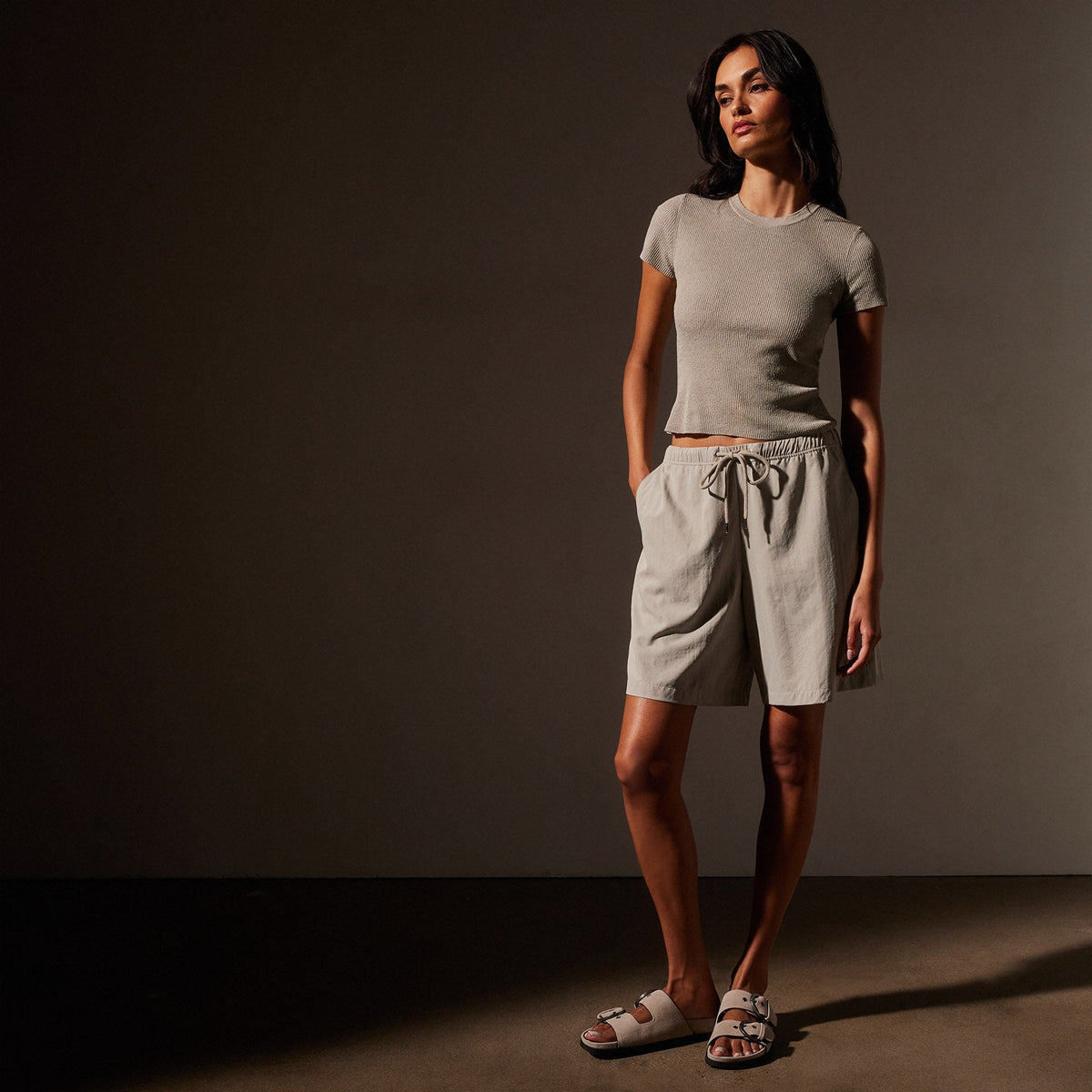 Lightweight Matte Sateen Short in Mineral | James Perse in Los Angeles