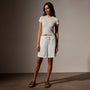 Lightweight Matte Sateen Short in White | James Perse in Los Angeles