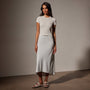 Lightweight Matte Sateen Bias Cut Skirt in Frost | James Perse in Los Angeles