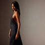Lightweight Matte Sateen Halter Neck Dress in Black | James Perse in Los Angeles