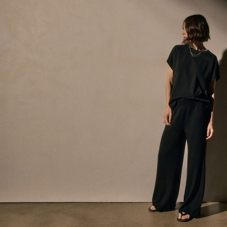 Heavy Luxe Jersey Cap Sleeve Tee in Black | James Perse Los Angeles