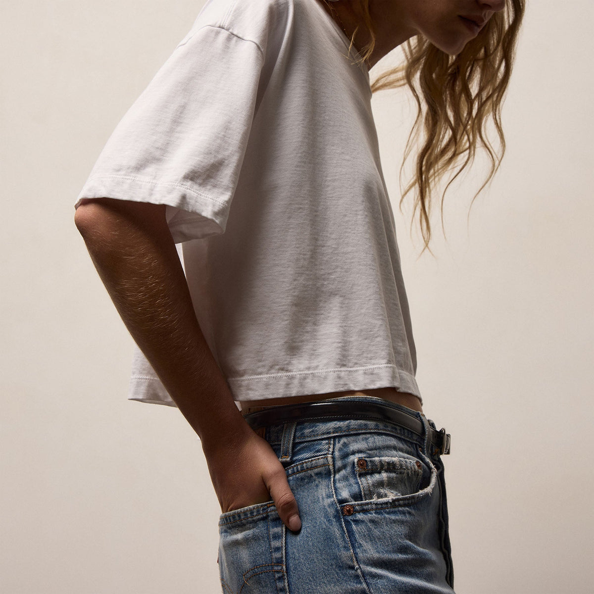 Heavy Luxe Jersey Shrunken Tee In White | James Perse Los Angeles