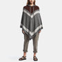 Loose Stitch Wool Cashmere Poncho In Thunder/Dusty Brown/Mist | James Perse Los Angeles