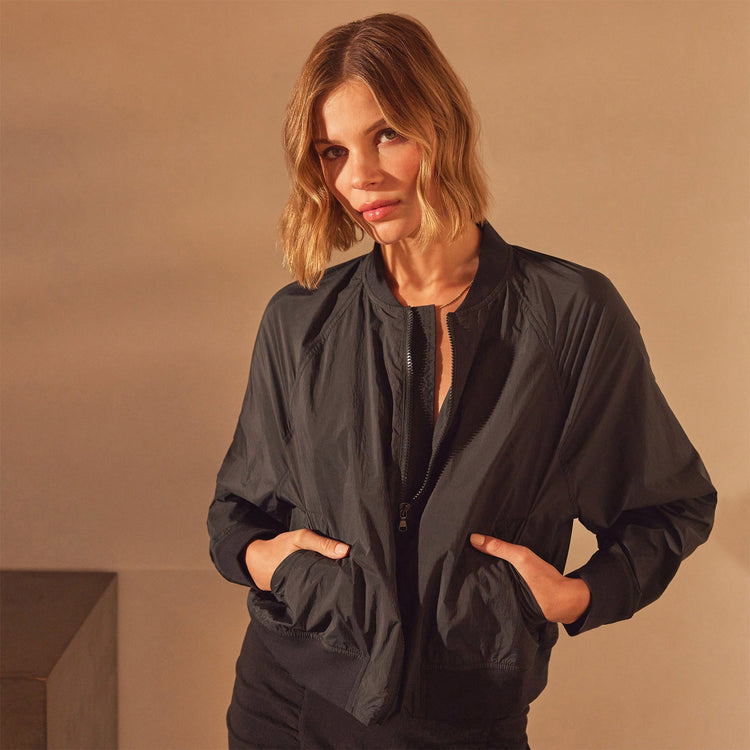 Lightweight Bomber Jacket in Black | James Perse Los Angeles