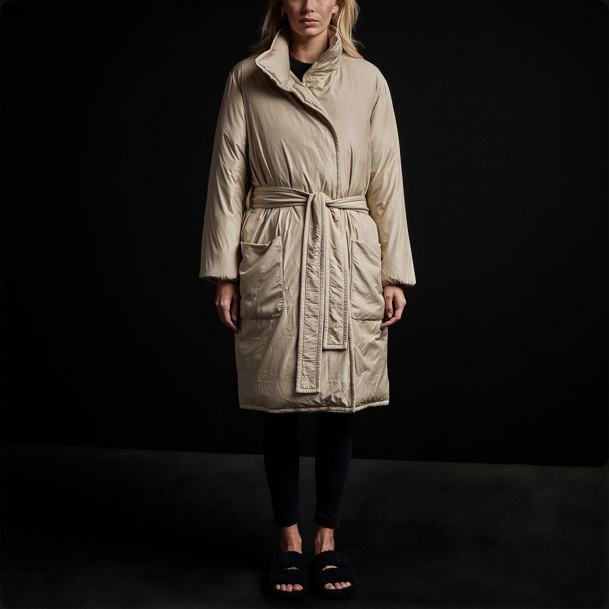 Down Duvet Coat in Sand | James Perse Los Angeles