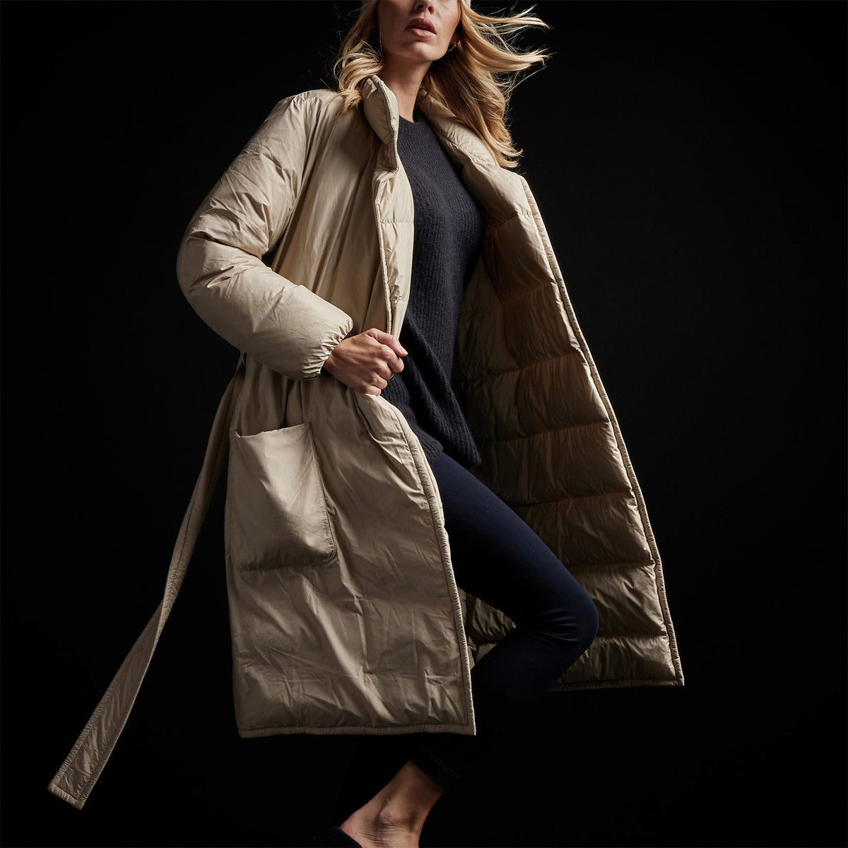 Down Duvet Coat in Sand | James Perse Los Angeles