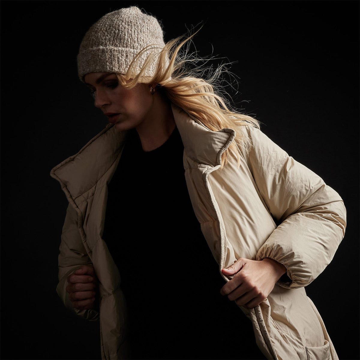Down Duvet Coat in Sand | James Perse Los Angeles