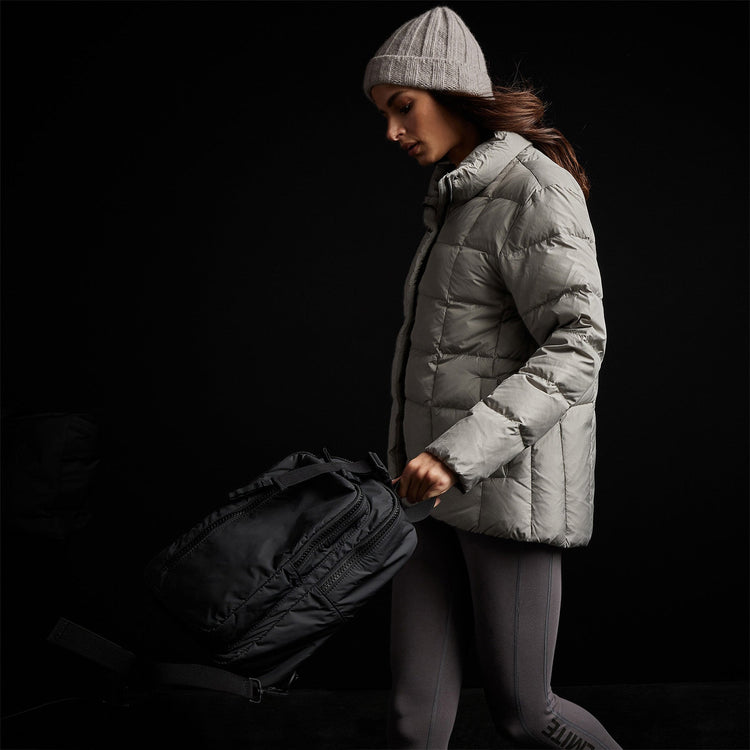 Quilted Down Zip Front Jacket in Concrete | James Perse Los Angeles