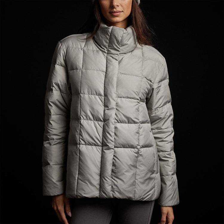 Quilted Down Zip Front Jacket in Concrete | James Perse Los Angeles