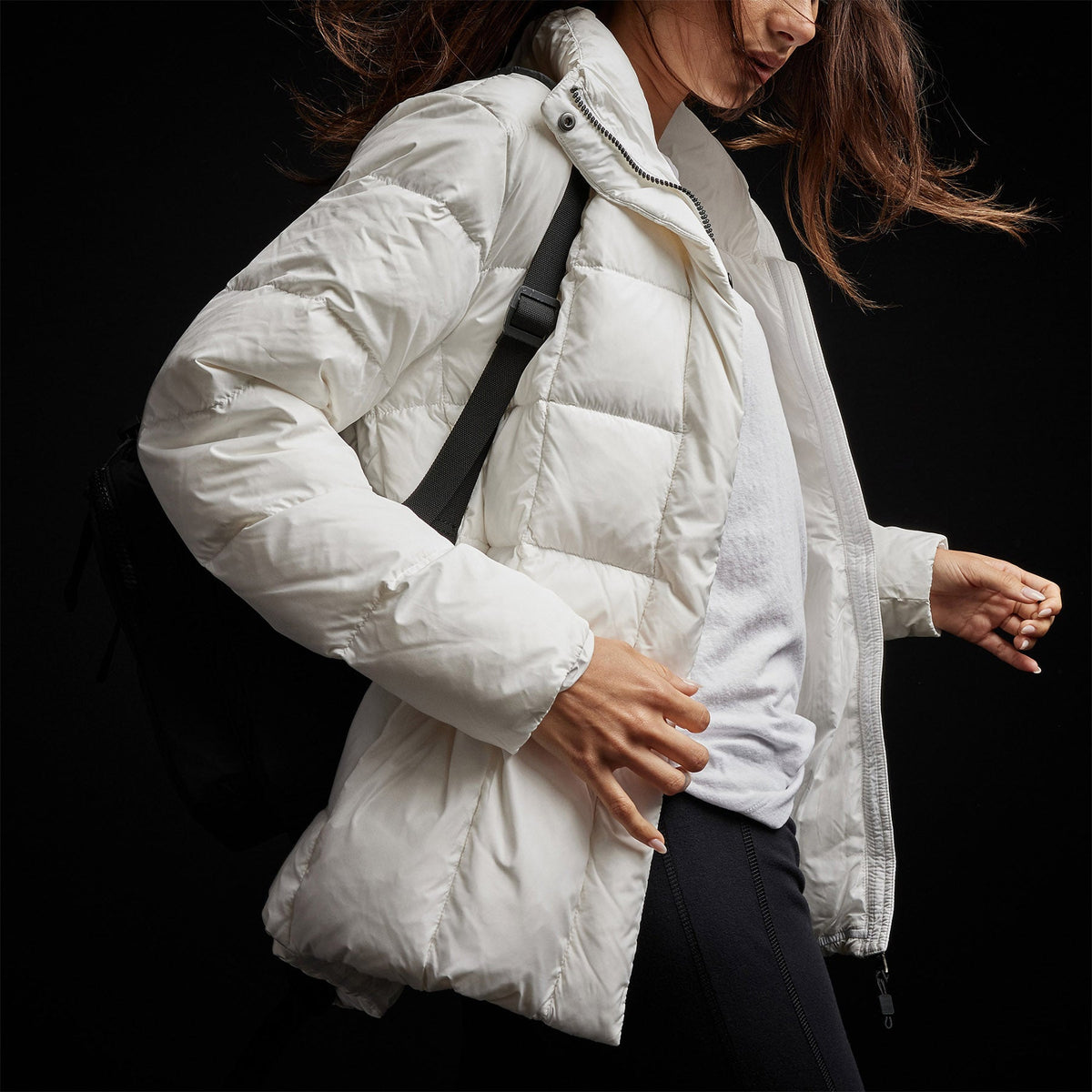 Quilted Down Zip Front Jacket in Cloud White | James Perse Los Angeles