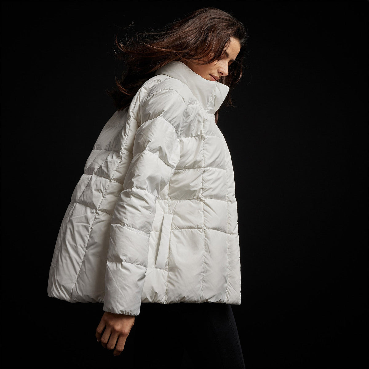 Quilted Down Zip Front Jacket in Cloud White | James Perse Los Angeles