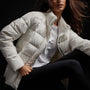 Quilted Down Zip Front Jacket in Cloud White | James Perse Los Angeles