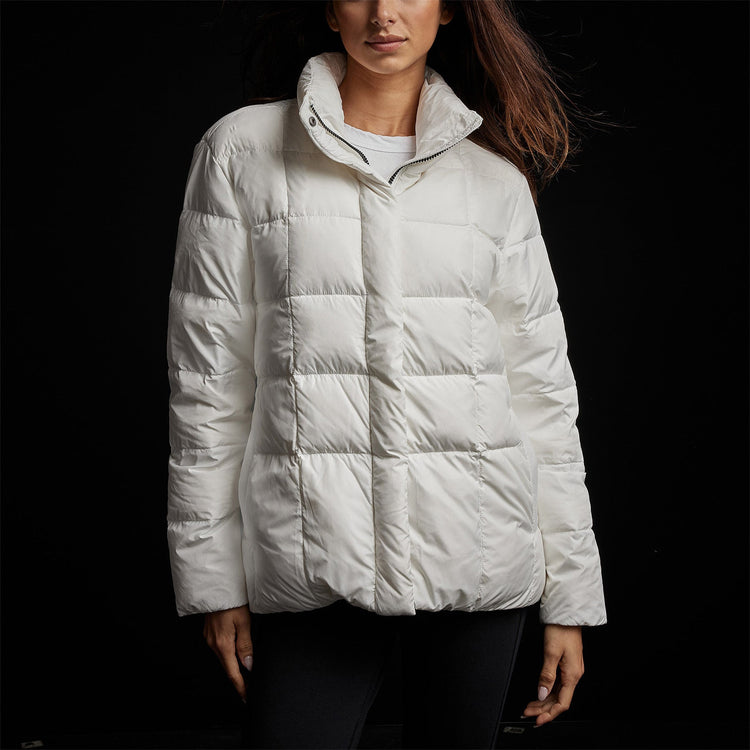 Quilted Down Zip Front Jacket in Cloud White | James Perse Los Angeles