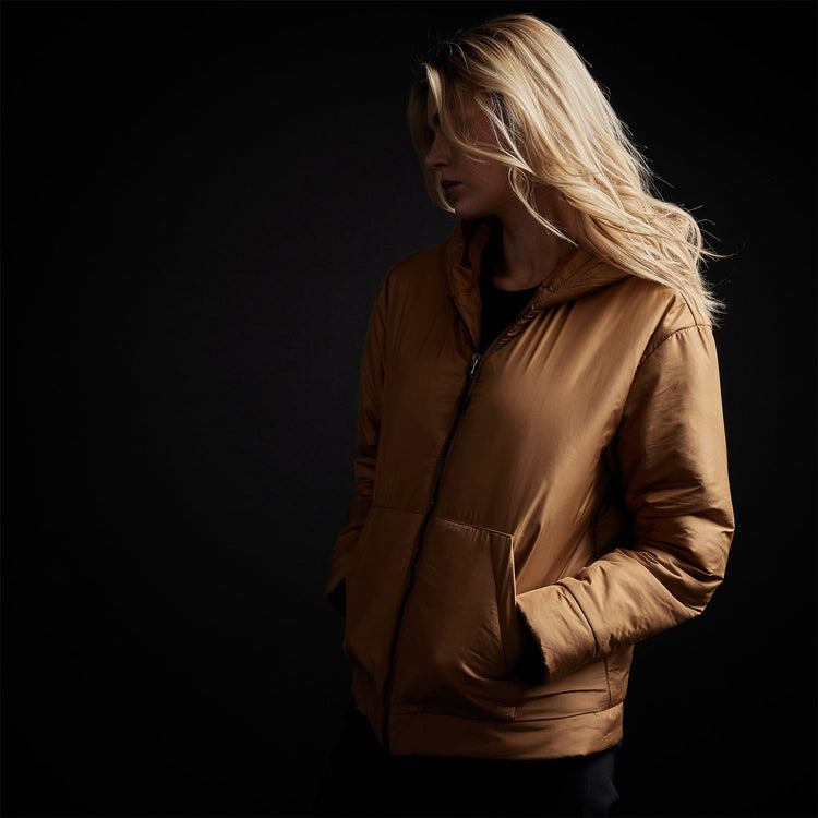 Insulated Zip Front Hoody in Copper | James Perse Los Angeles