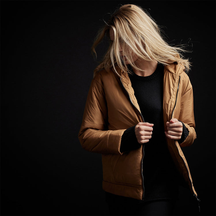 Insulated Zip Front Hoody in Copper | James Perse Los Angeles