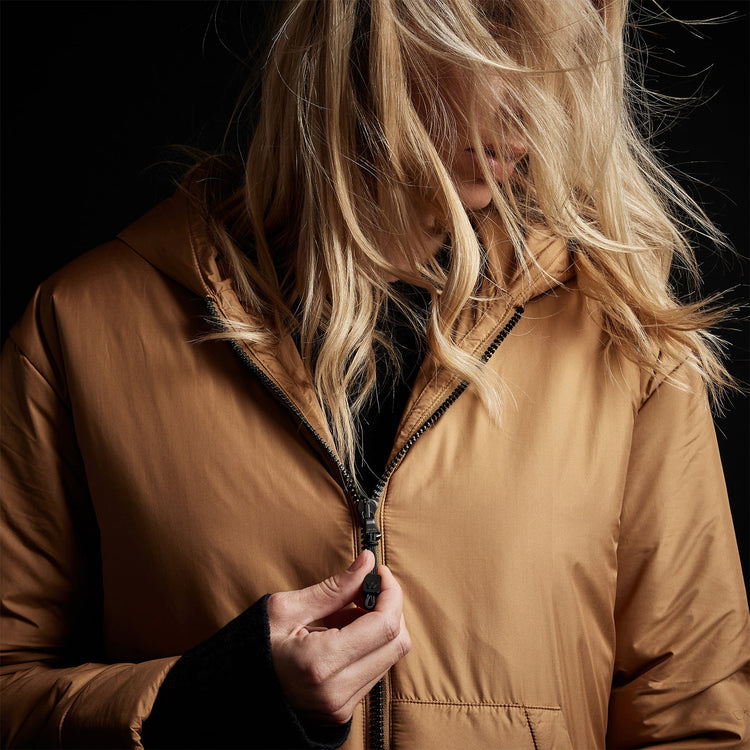 Insulated Zip Front Hoody in Copper | James Perse Los Angeles