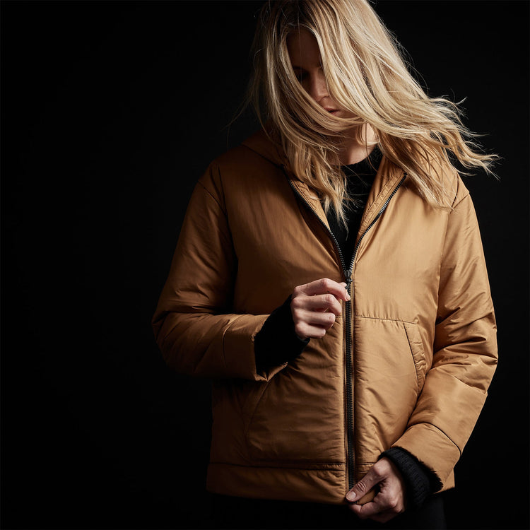 Insulated Zip Front Hoody in Copper | James Perse Los Angeles