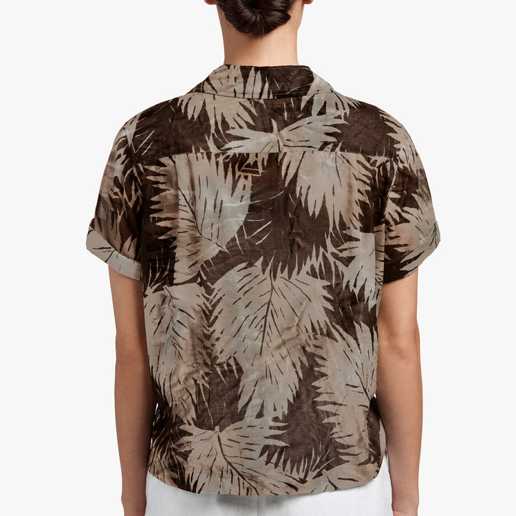 Palm Print Shirt In Platinum | James Perse Los Angeles