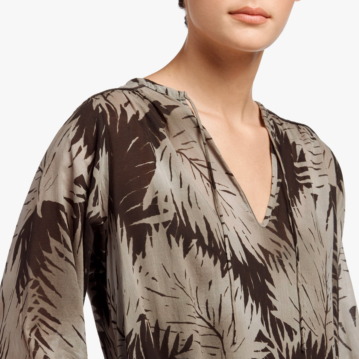 Palm Print Maxi Shirt Dress In Platinum | James Perse Los Angeles
