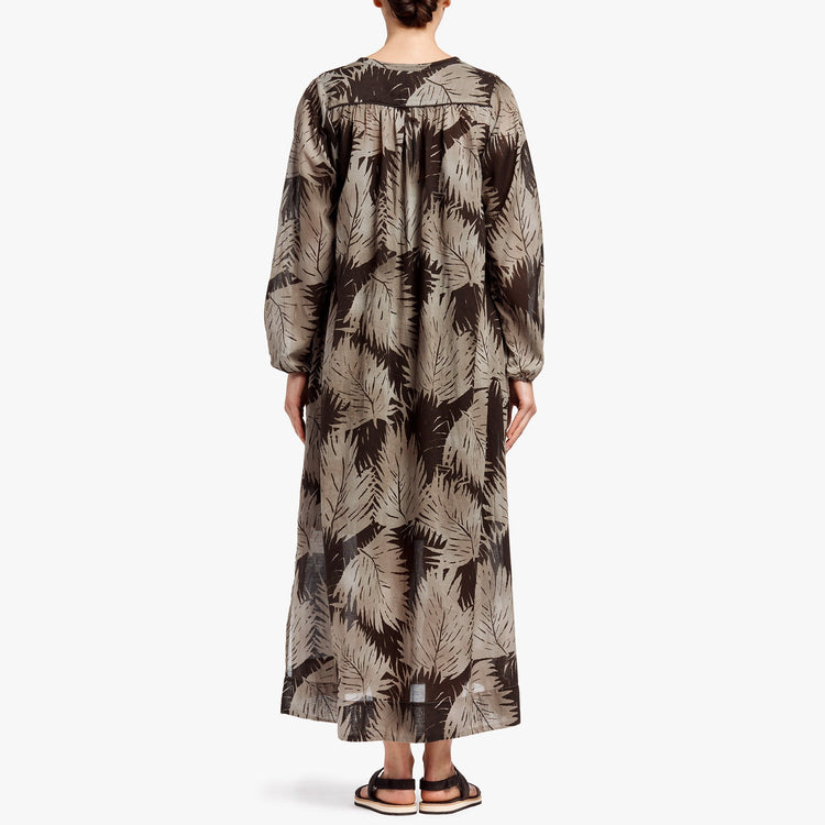 Palm Print Maxi Shirt Dress In Platinum | James Perse Los Angeles