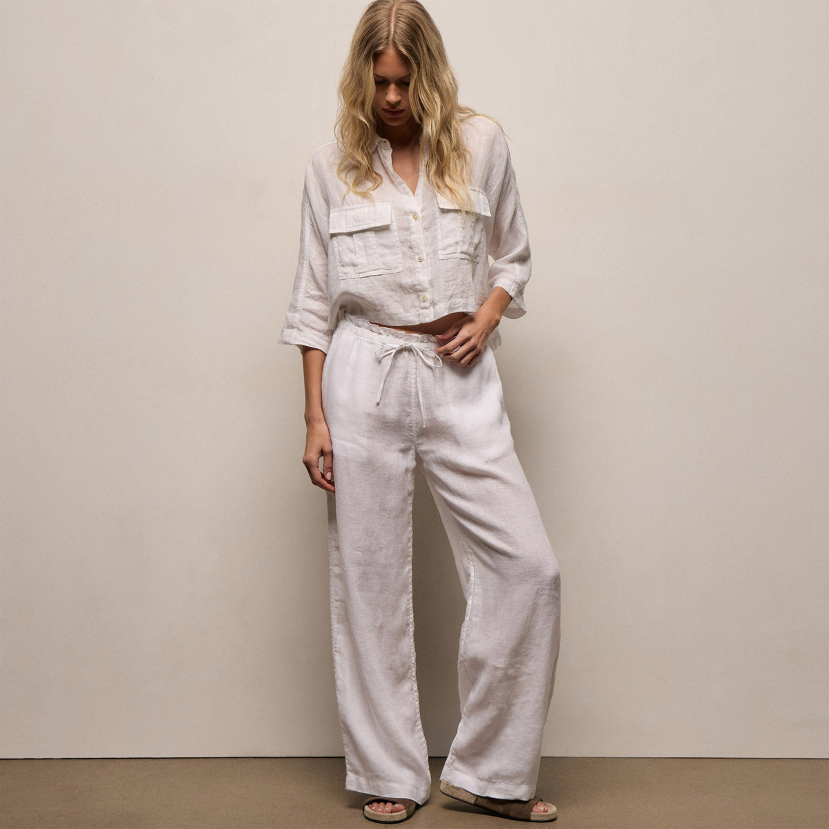 Linen Pant in White | James Perse Los Angeles