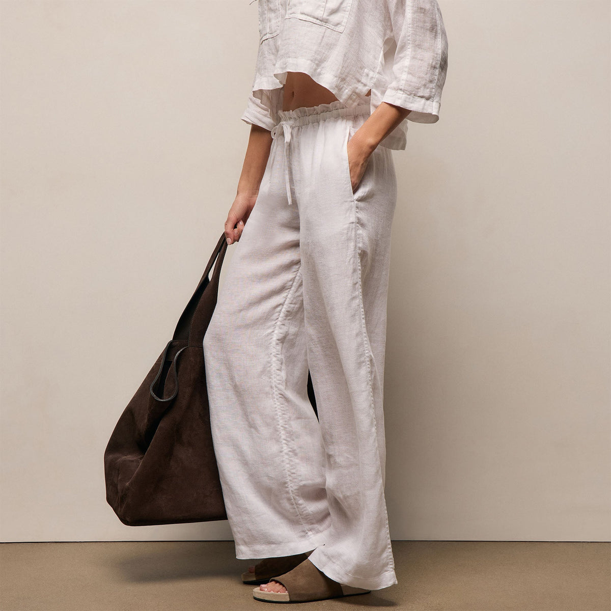 Linen Pant in White | James Perse Los Angeles
