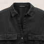 Linen Cropped Pocket Shirt in Black | James Perse Los Angeles