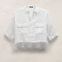 Linen Cropped Pocket Shirt in White | James Perse Los Angeles