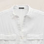 Linen Cropped Pocket Shirt in White | James Perse Los Angeles