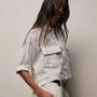 Linen Cropped Pocket Shirt in White | James Perse Los Angeles