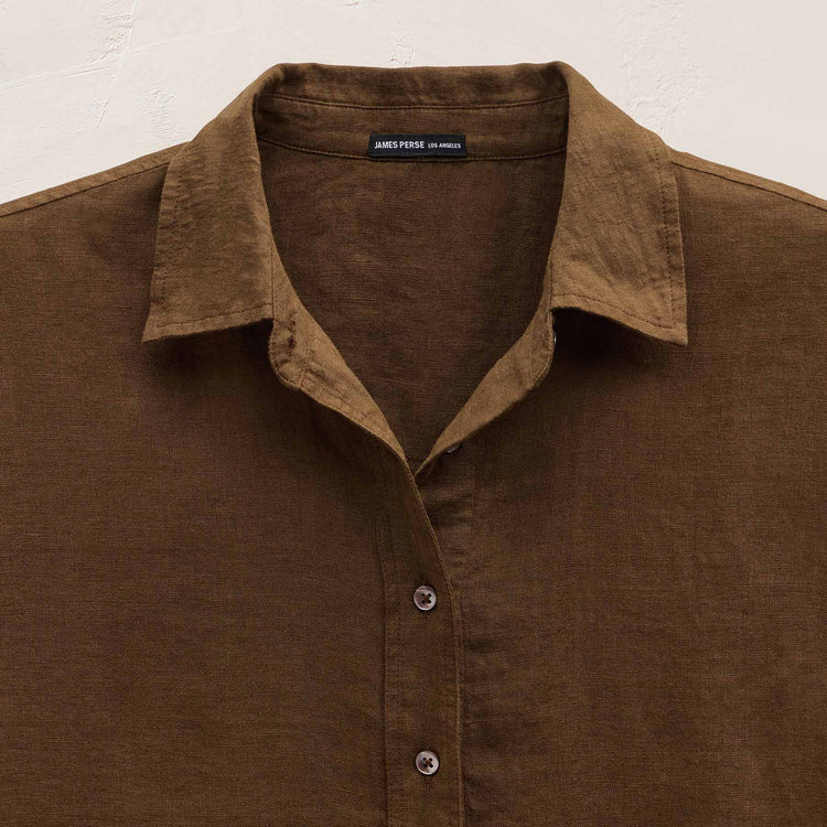 Linen Oversized Shirt in Cocoa | James Perse Los Angeles